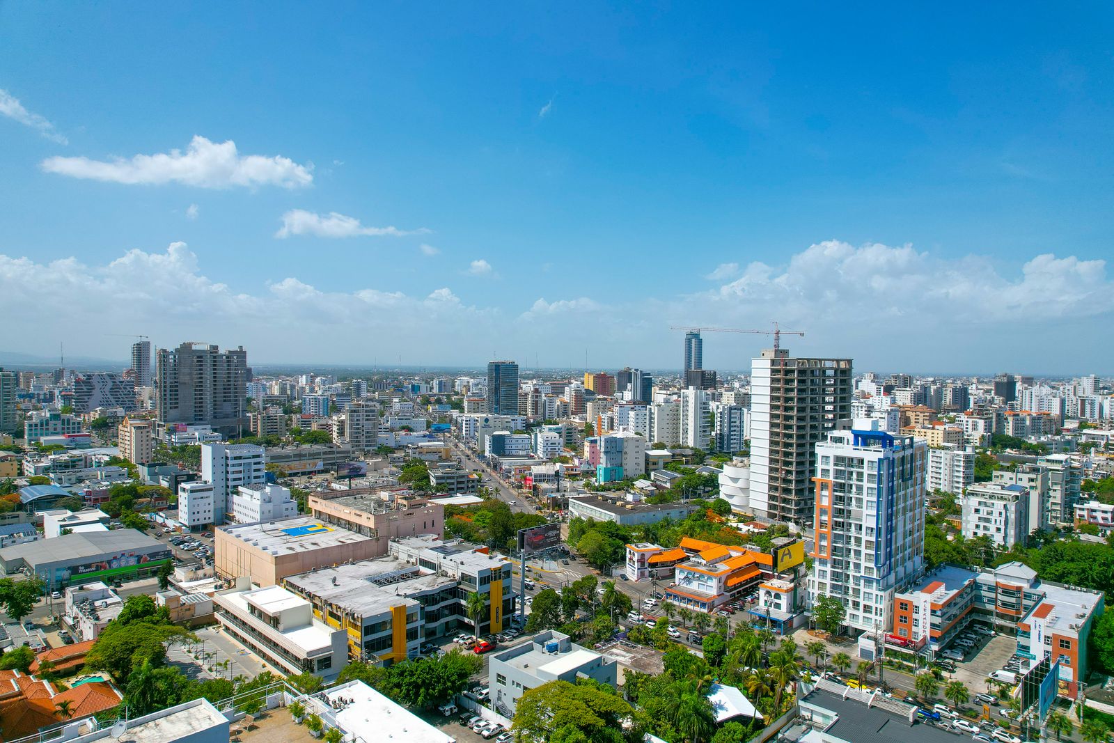 Aerial view of the Santo Domingo skyline with residential high-rise buildings.