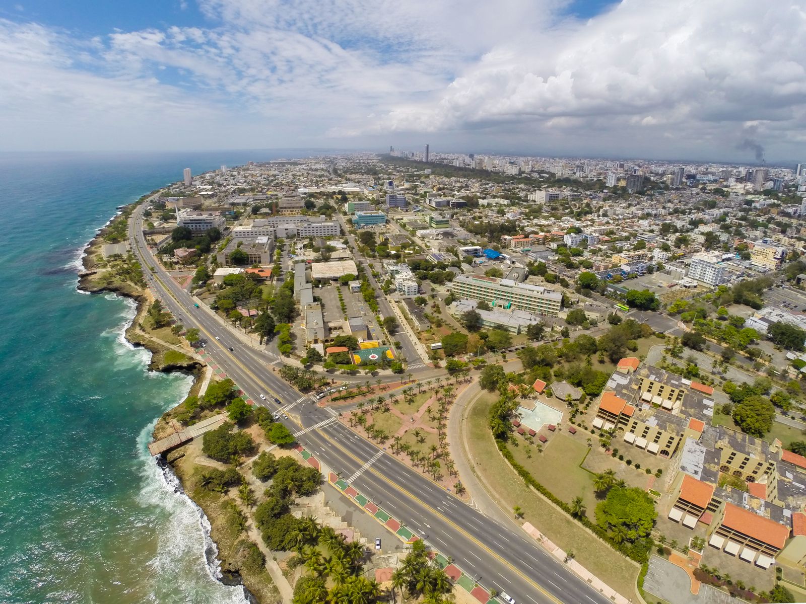 Coastline and urban developments in Santo Domingo, Dominican Republic.